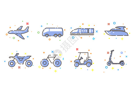 动车出行交通出行MBE图标插画
