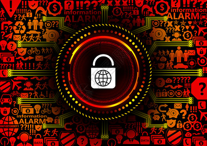 安全智能锁世界互联网智能锁科技背景插画