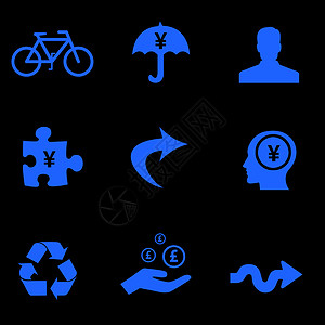 智能自行车互联网信息金融服务图标插画