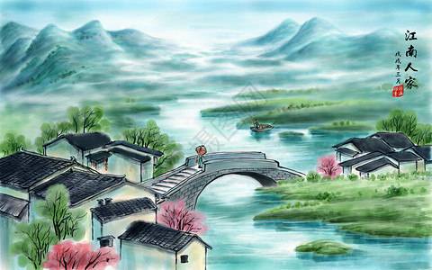 水墨山水画中国风高清图片素材