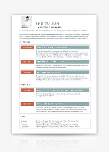 营销经理个人简历word模板图片