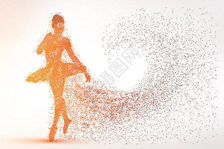 黑色人物剪影舞蹈剪影粒子设计图片