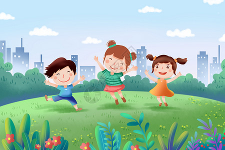 儿童植物儿童节插画