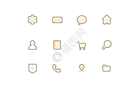 app展架线型icon插画