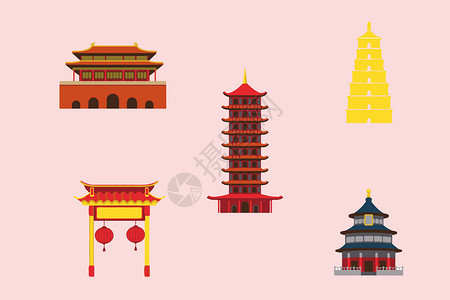 无线电塔中国建筑素材插画