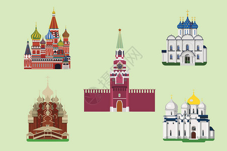 欧式建筑设计俄罗斯背景素材插画