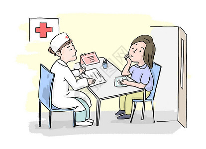 看望病人护士看病就医插画