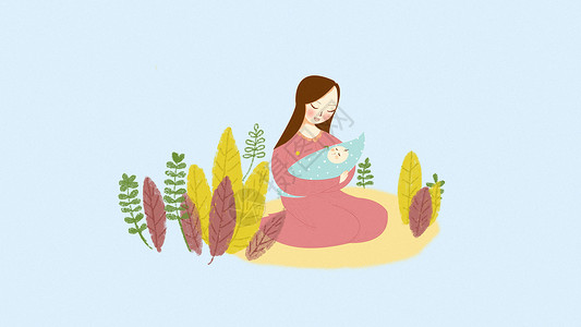 襁褓中的婴儿母亲节插画