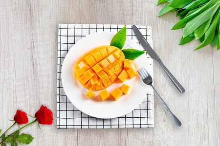 芒果水果优惠券美食背景设计图片