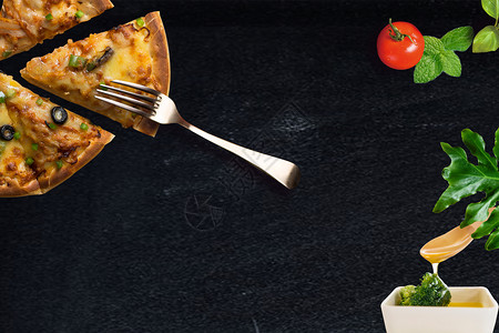 美味披萨三折页美食海报背景设计图片
