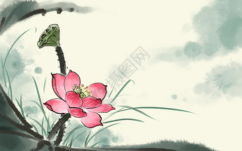 中国风荷花莲花和水素材高清图片
