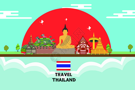 泰国商场泰国旅游插画