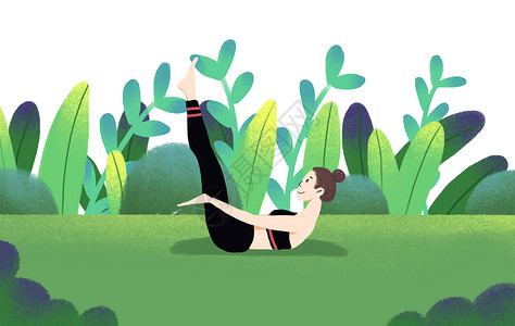瑜伽绿色瑜伽插画
