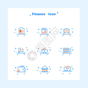 互联网银行金融icon 色彩线icon插画