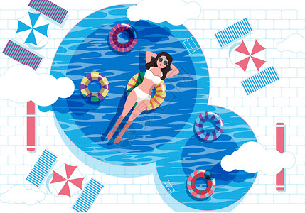 滩泳装夏日泳池游泳插画插画