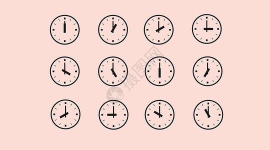 时间图标矢量时钟 线性图标插画
