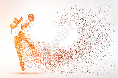 着火的篮球创意篮球比赛剪影粒子设计图片
