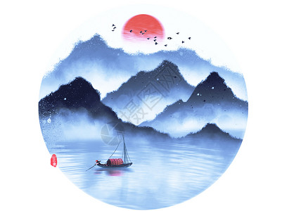 中国风水墨背景桂林山水高清图片素材