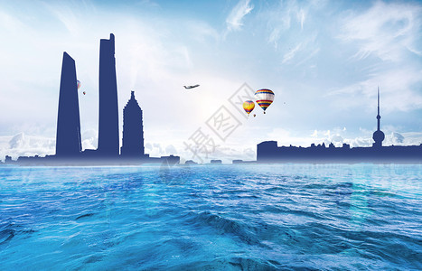 上海旅游宣传单旅游背景设计图片