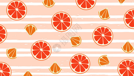 红肉甜橙西柚水果夏天背景插画