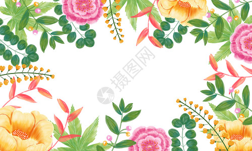 花卉背景浆果边框高清图片