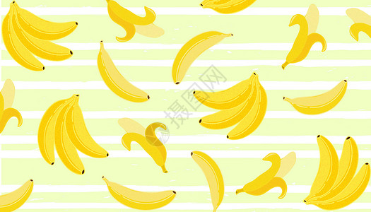 清新热带水果香蕉背景插画