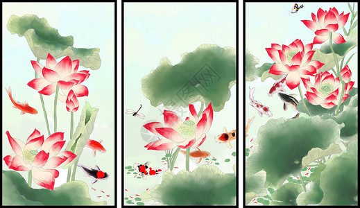 花蕾中国风荷花插画