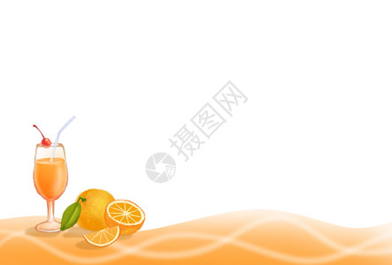 白色边框素材夏季清凉水果留白背景插画