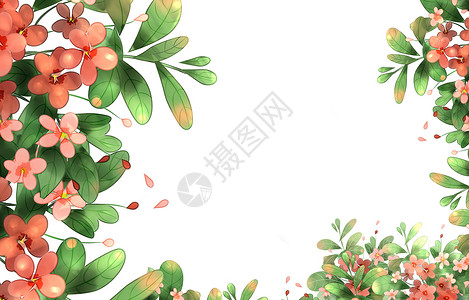 PPT红色花卉素材背景插画