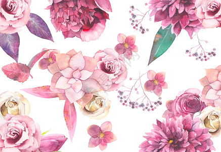 大束玫瑰花卉背景元素插画