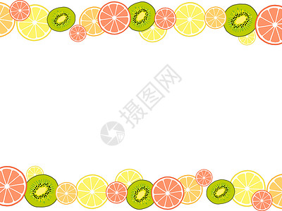 柠檬柚子夏季清凉水果二分之一留白背景插画