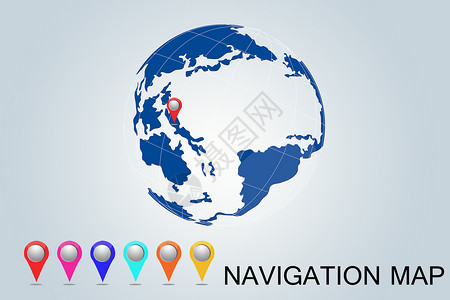 世界地图线稿导航地图设计图片