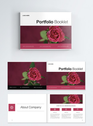 欧美风格背景玫瑰花风格企业宣传画册模板