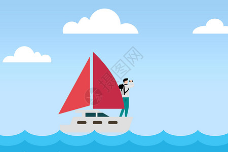 海洋经济帆船插画