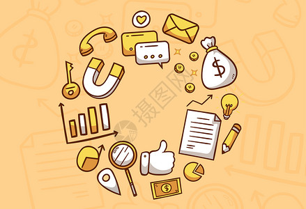 刺猬对话框金融图标背景插画