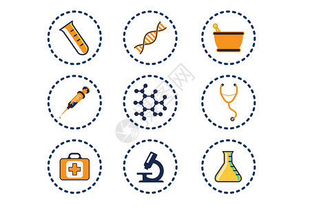 医学分子医疗图标插画