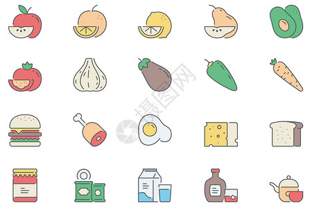 蔬菜汉堡食物水果蔬菜素材插画
