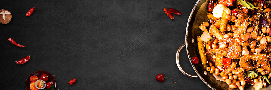 大盆虾美食海报背景设计图片