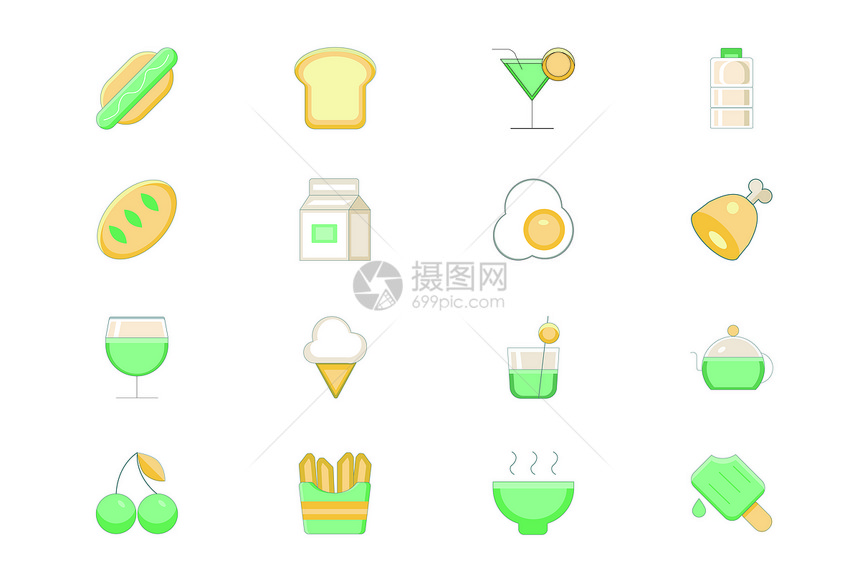 绿色小清新食物图标图片