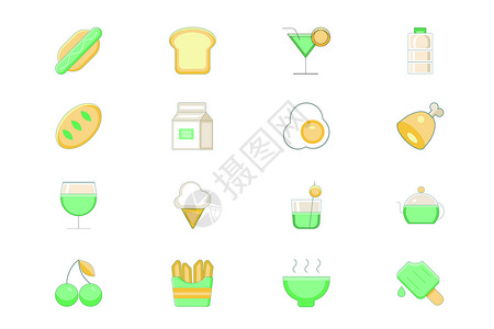 绿色小清新食物图标图片