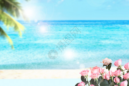 玻璃海滩清新banner背景设计图片