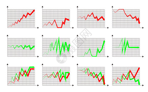 下跌箭头矢量线性股市折线图插画