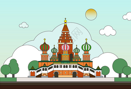俄罗斯风情建筑矢量插画背景图片