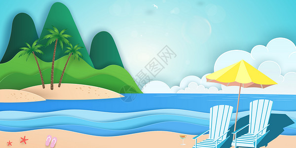 夏日海滩风光夏日清凉背景设计图片