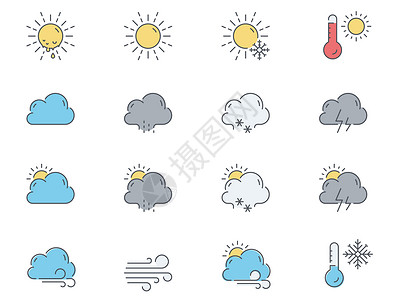 下雪标志天气icon元素插画