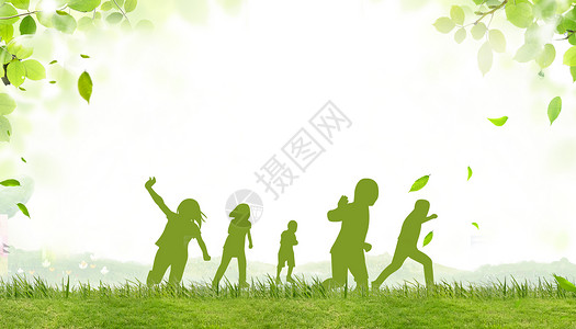 草地跑步儿童节设计图片