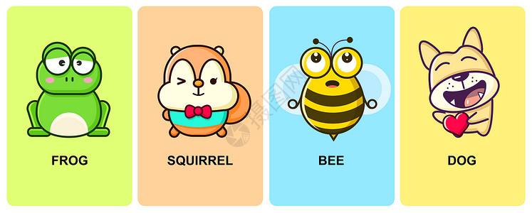 动物框架矢量图动物卡片插画