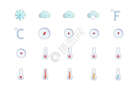 低温保鲜天气图标插画