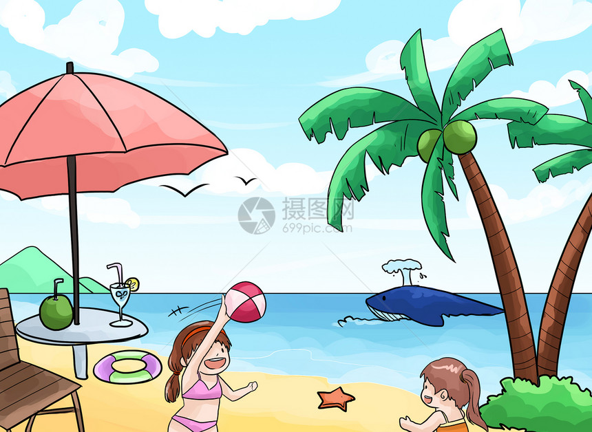 夏天插画图片