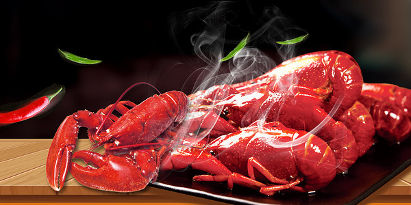 煮熟的龙虾背景设计图片
